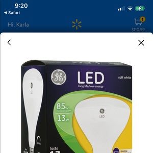 GE LED LIGHT BULBS SOFT WHITE, 13W 85W Replacement BR40, Low Energy & Long Life